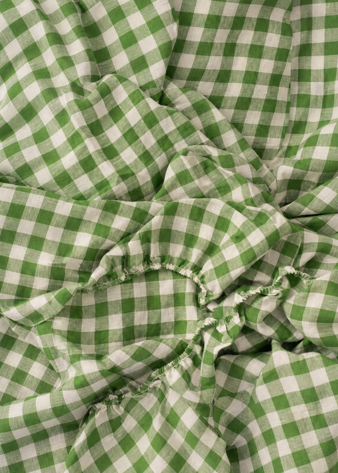 Linen Pillowcases in Green Gingham