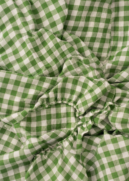 Linen Pillowcases in Green Gingham