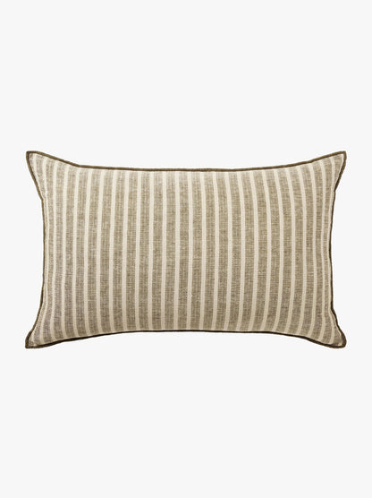 Handloomed Linen Cushion - Khaki Stripe