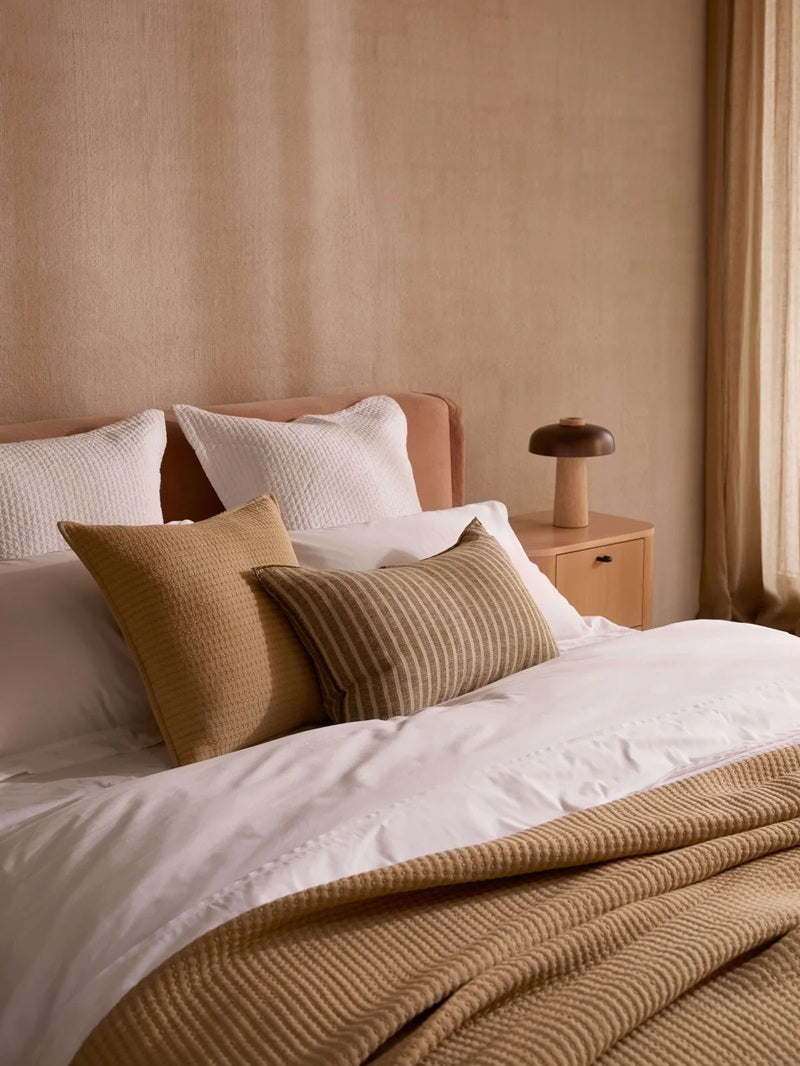 Handloomed Linen Cushion - Khaki Stripe