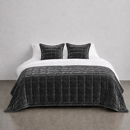 Velvet Euro Pillowcase - Gunmetal