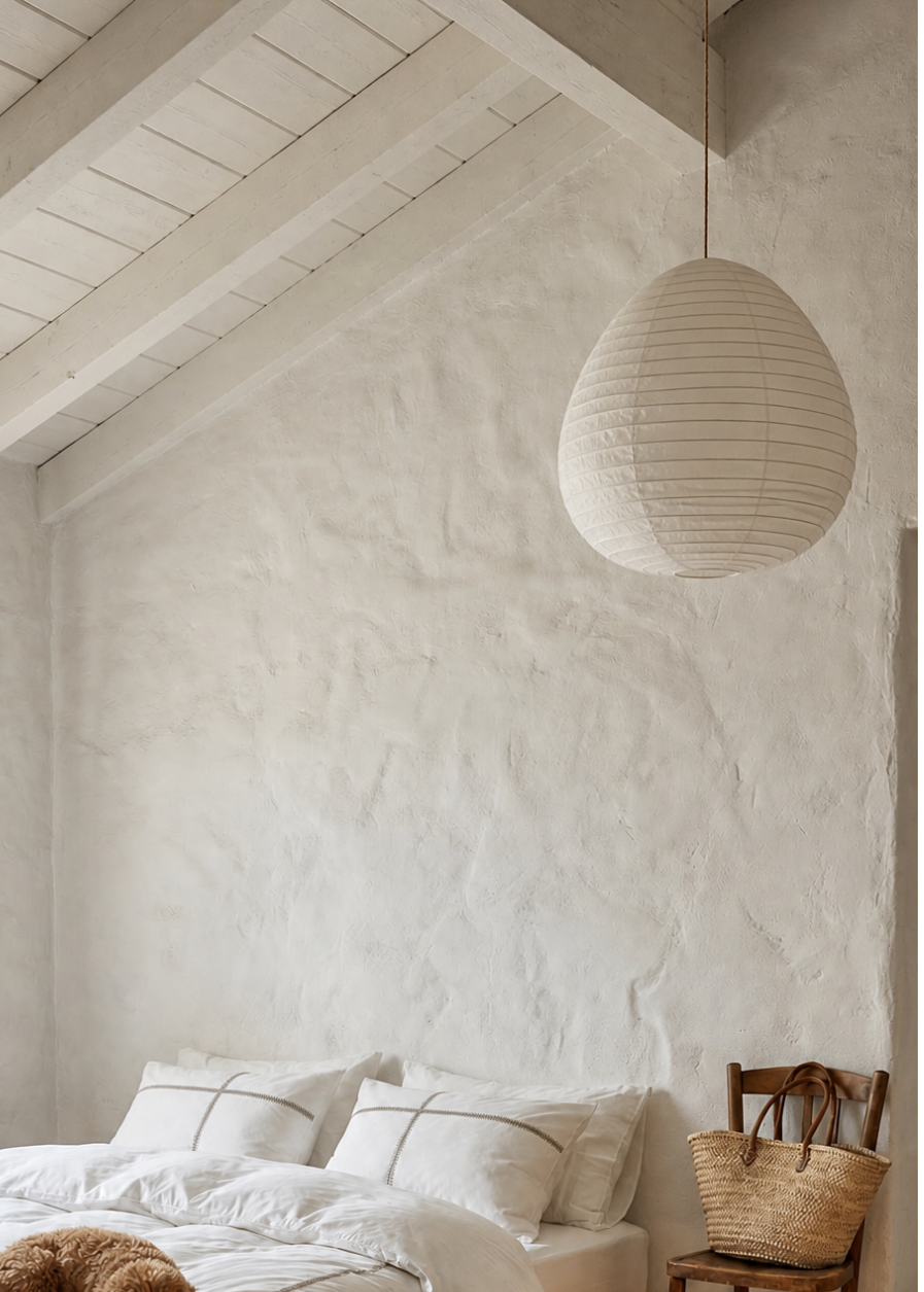 Artisan Pear Linen Pendent - White 50cm