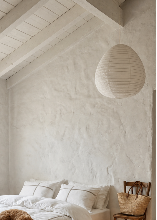 Artisan Pear Linen Pendent - White 50cm