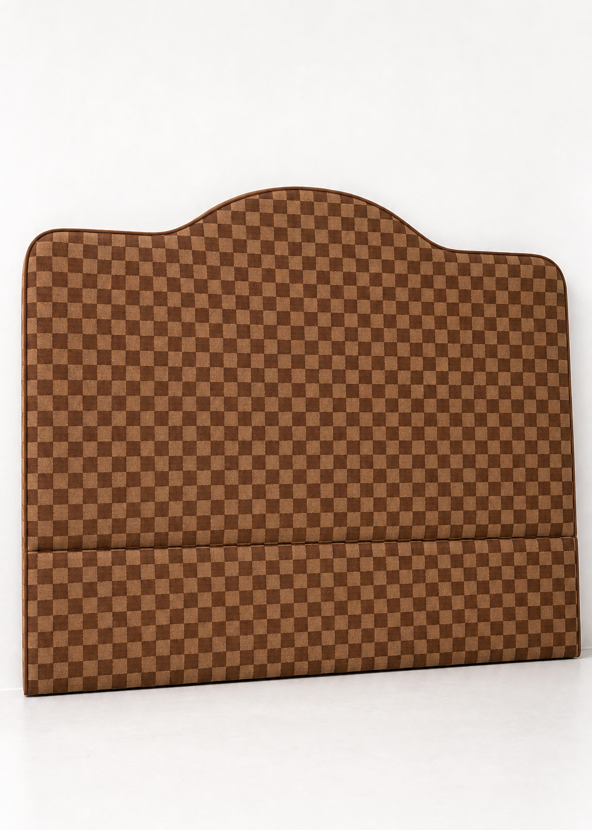 Brown checkered headboard on a white background