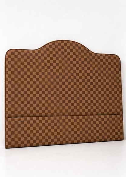 Brown checkered headboard on a white background