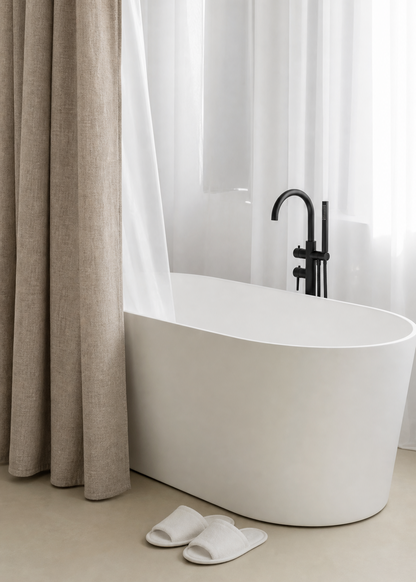 Waterproof Linen Shower Curtain - Jute