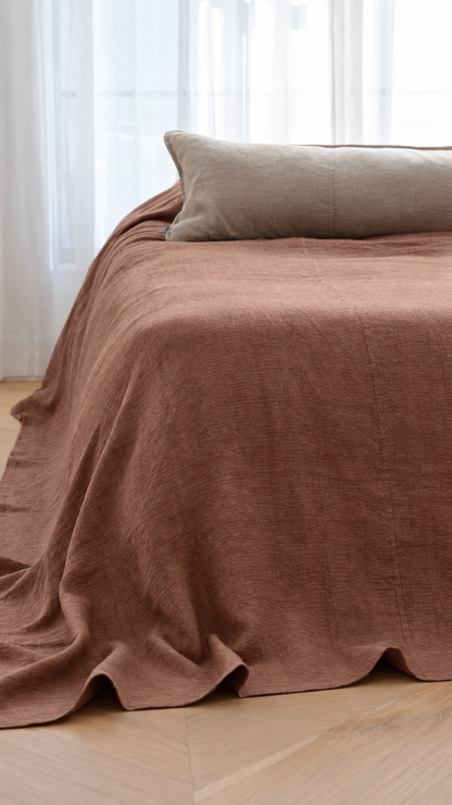Heavy Linen Bedcover | Baked Clay