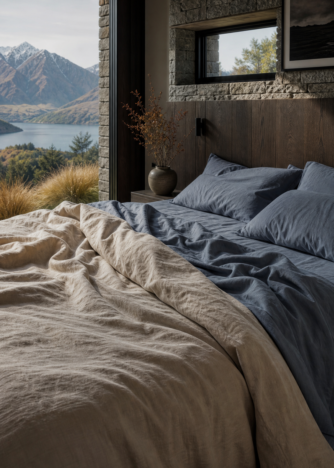 Élan Airo-Washed Linen Sheets in Indigo | Made in NZ