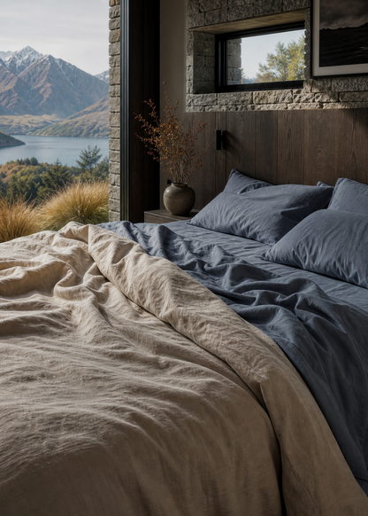 Élan Airo-Washed Linen Sheets in Indigo | Made in NZ