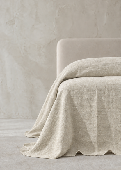 Heavy Linen Bed Cover | Ivory