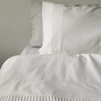 Union Hemstitch Duvet Cover Set | White