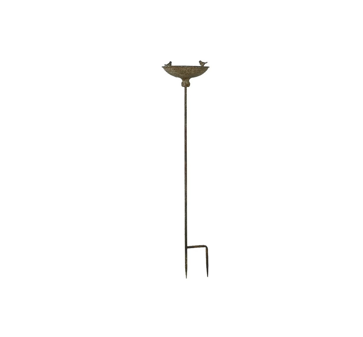 ANTIQUE METAL BIRD FEEDER GARDEN STAKE