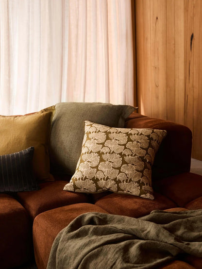 Heavy Linen Throw - Khaki