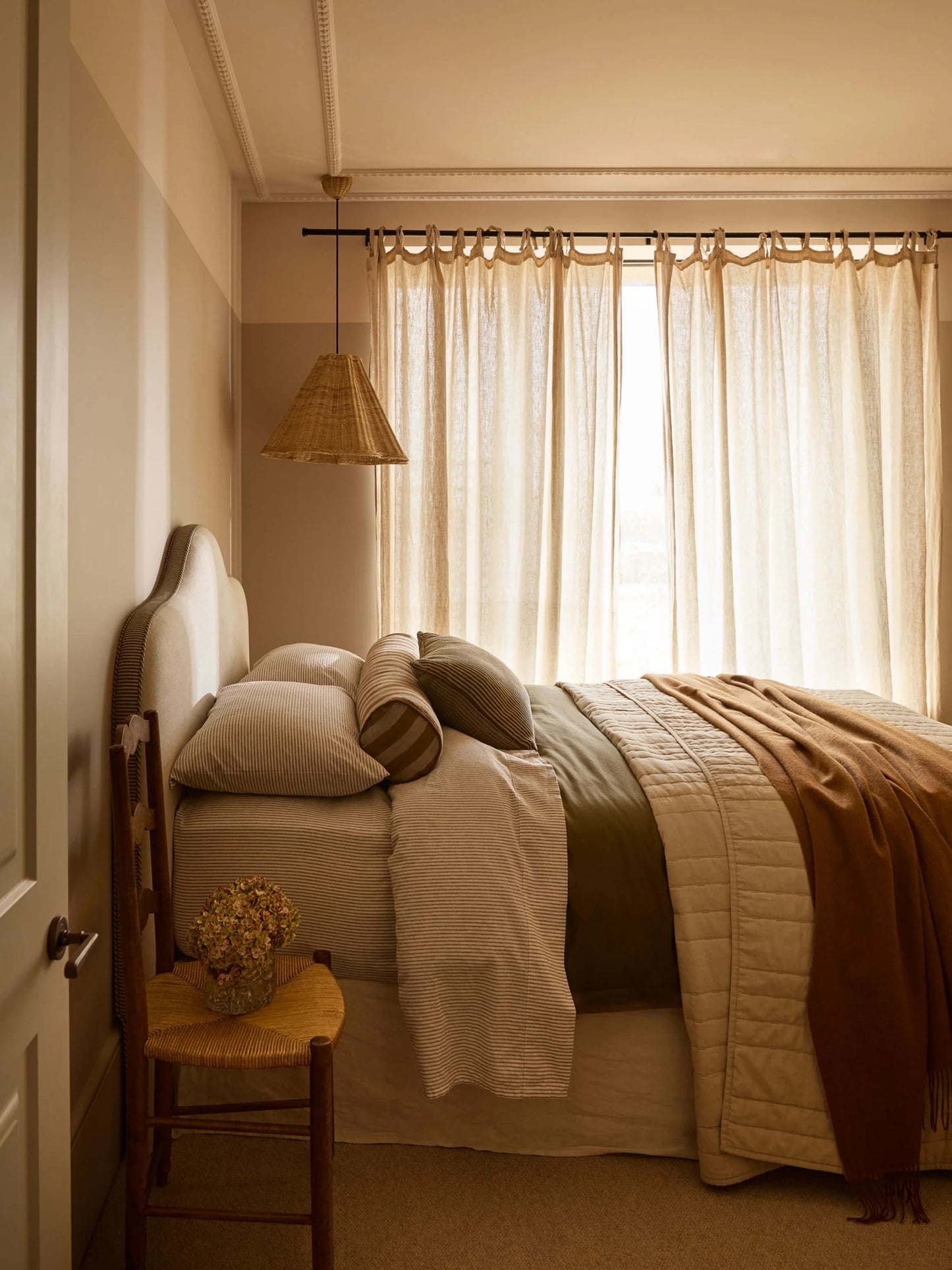 Linen & Cotton Sheet Set -  Khaki Stripe