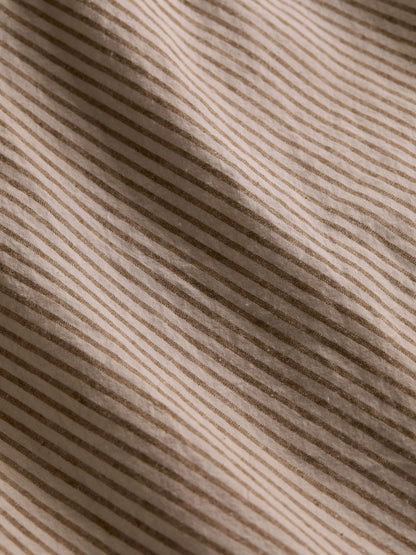 Linen & Cotton Sheet Set -  Khaki Stripe