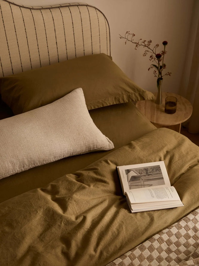 Linen & Cotton Sheet Set -  Khaki