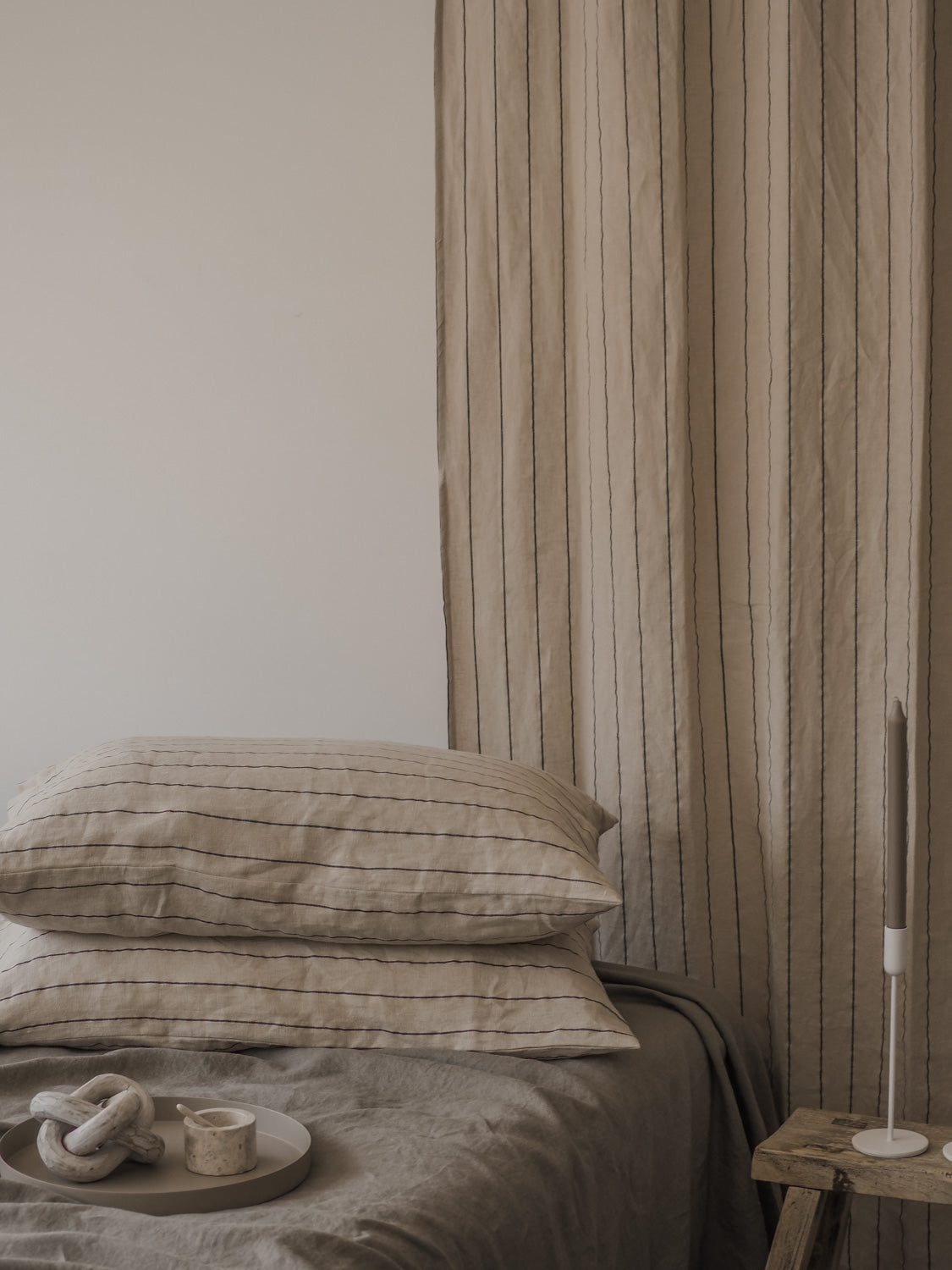 Linen Pillowcases | Latte Stripe