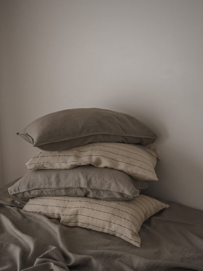 Linen Pillowcases | Latte Stripe
