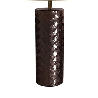 WOVEN LEATHER LAMP BASE | DARK BROWN