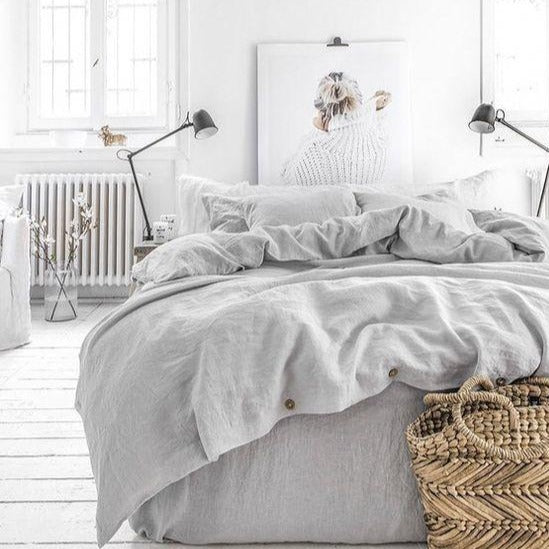 Dove Grey Linen Duvet Cover | King