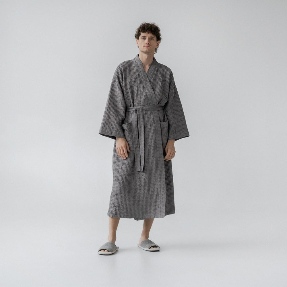 Waffle Bathrobe - Grey