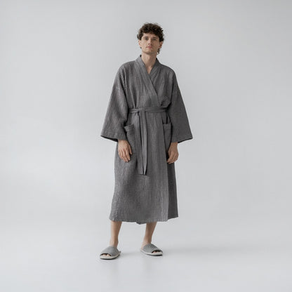 Waffle Bathrobe - Grey