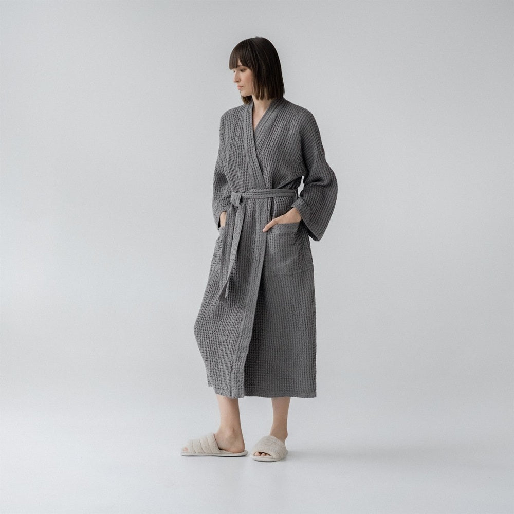 Waffle Bathrobe - Grey