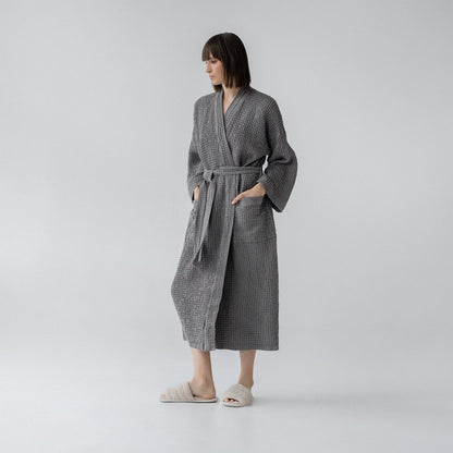 Waffle Bathrobe - Grey