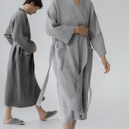 Waffle Bathrobe - Grey