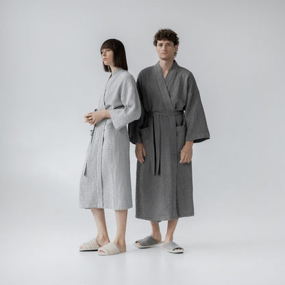 Waffle Bathrobe - Grey