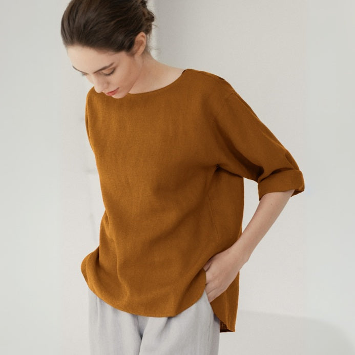 BILBERRY Linen Top - Bronze