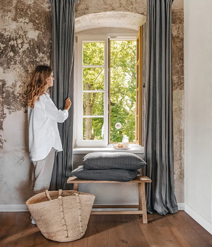 Charcoal Linen curtain - European Oeko-Tex® certified