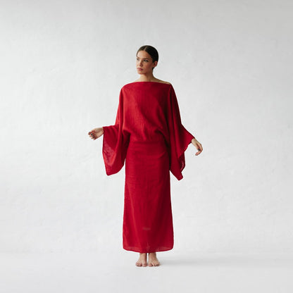 Kiko Linen Dress | Red