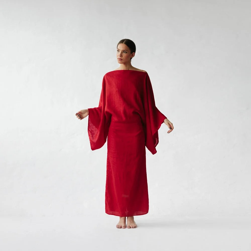 Kiko Linen Dress | Red