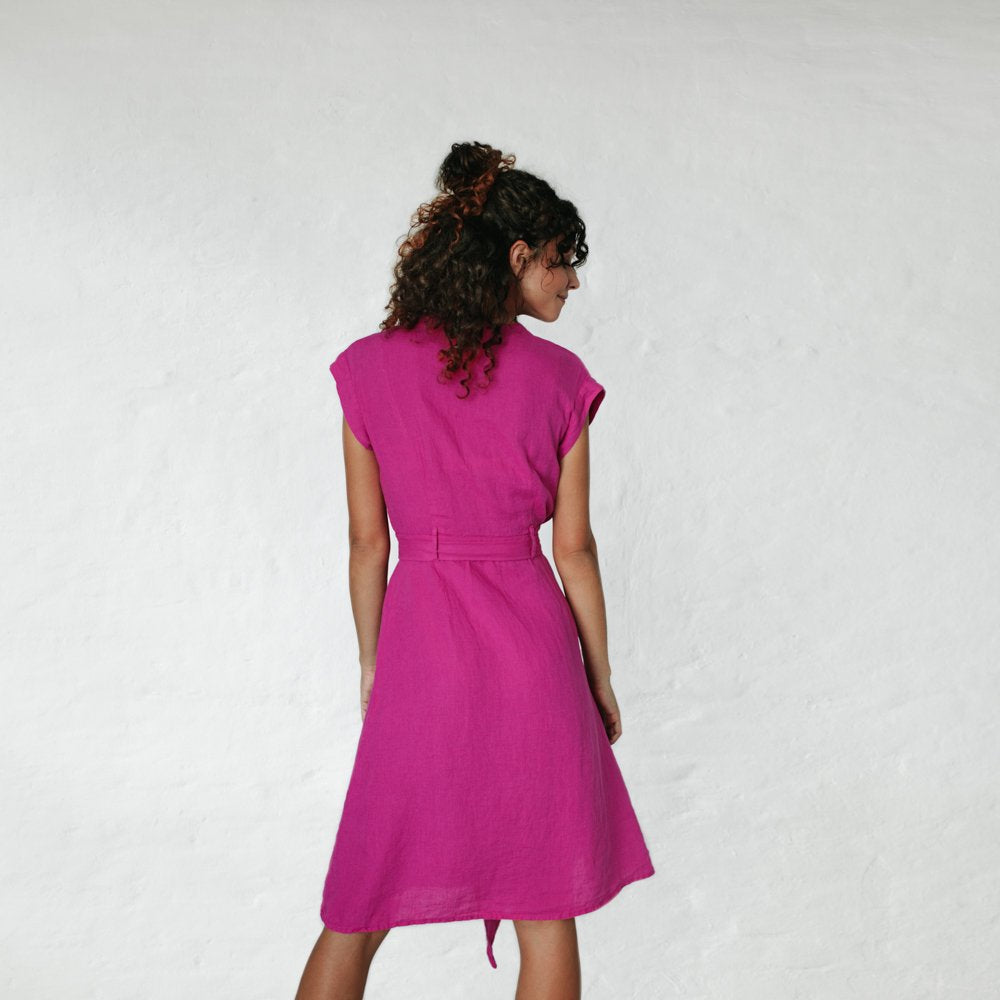 Wrap around Linen Dress | Pink