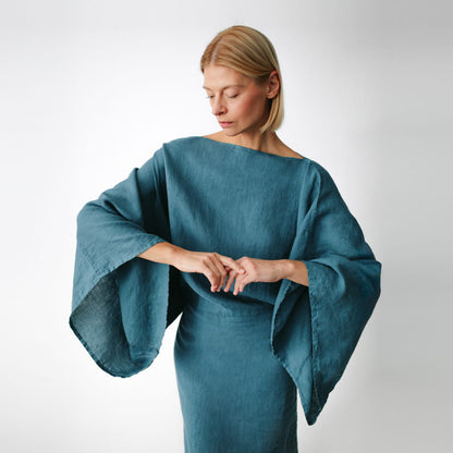 Kiko Linen Dress | Dusky Blue