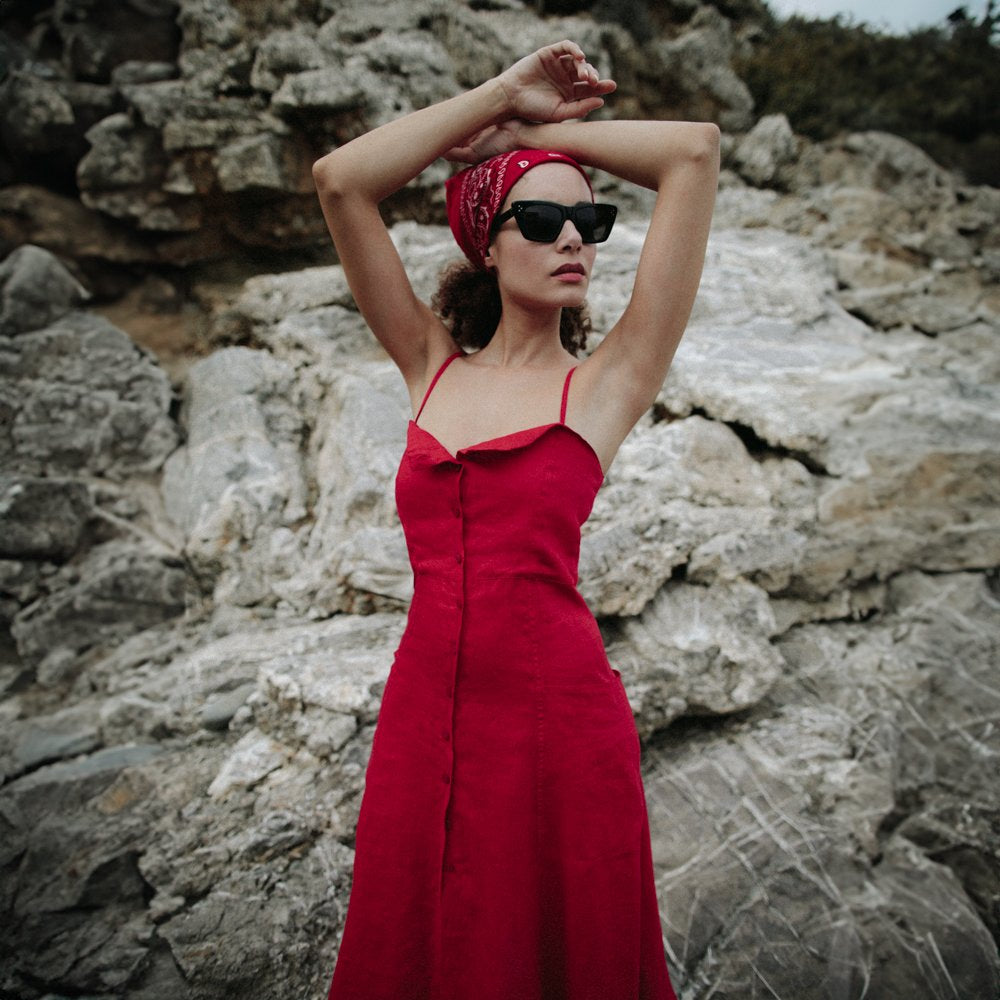 Naito Linen Dress | Red