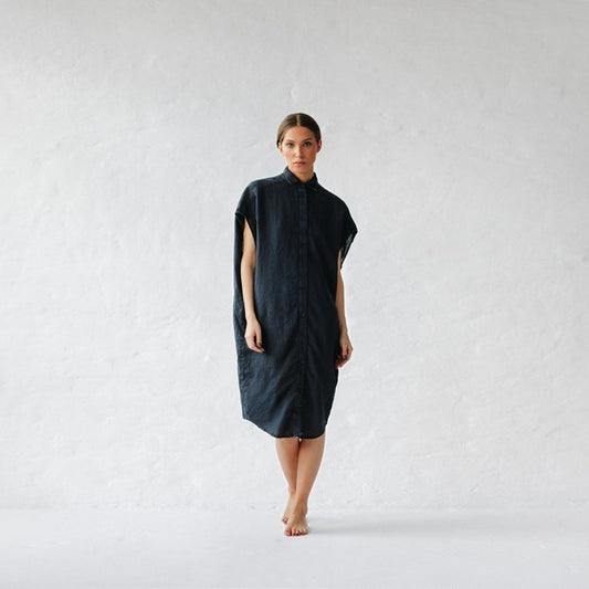 The Rei Linen Dress – Navy