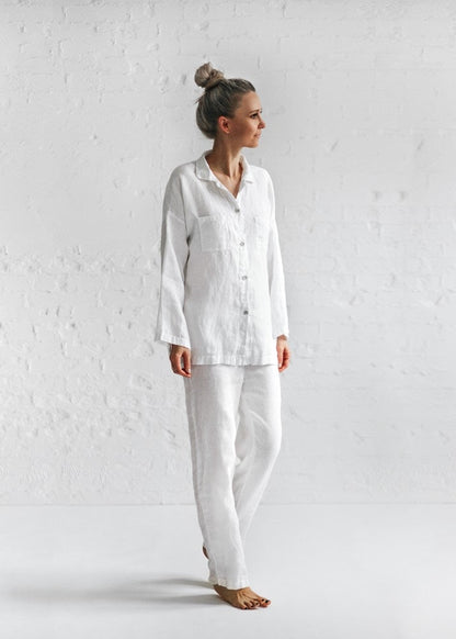 Stonewashed Linen Pajama Pants White - LAST ONE