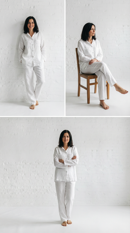 Stonewashed Linen Pajamas | White