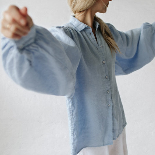 Linen boho shirt | Pale Blue