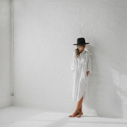 Linen shirt dress | White