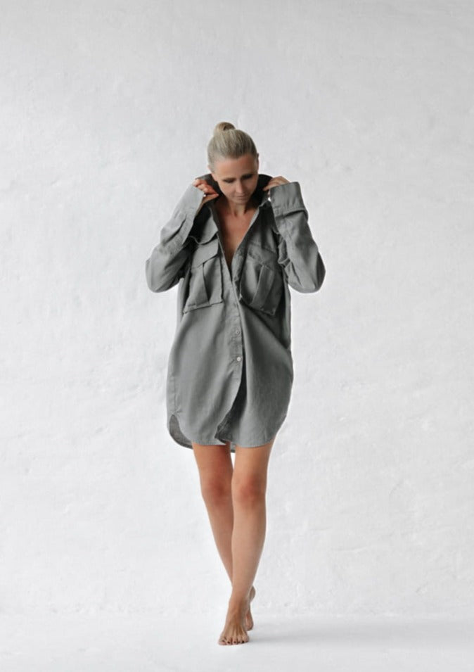 Supersized Boyfriend Shirt| Grey