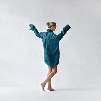 Supersized Boyfriend Shirt| Sea Blue