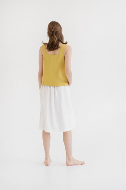 Polka Linen Top – Yellow