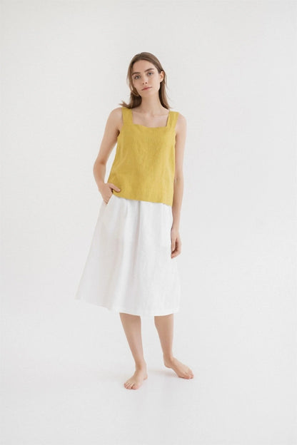 Polka Linen Top – Yellow