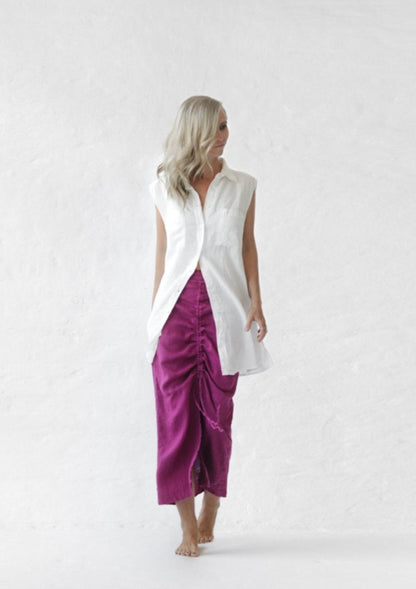 Long Linen Skirt  | Fushsia
