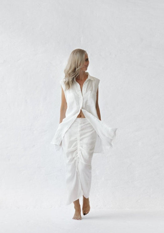 Long Linen Skirt  | Ivory
