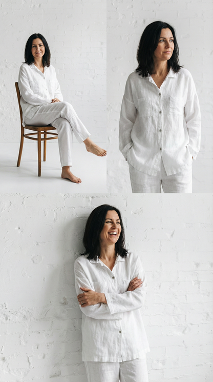 Stonewashed Linen Pajamas | White