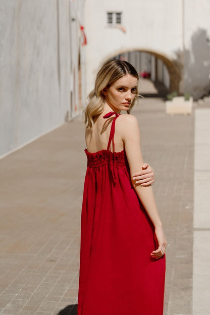 Linen Ballade Dress - Red